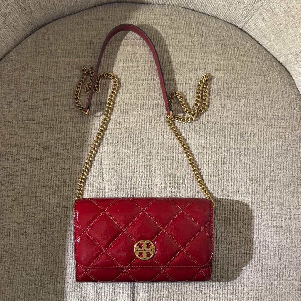 Tory Burch Cherry Red Quilted Crossbody Bag